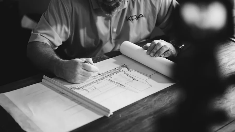 Architect sketching by hand